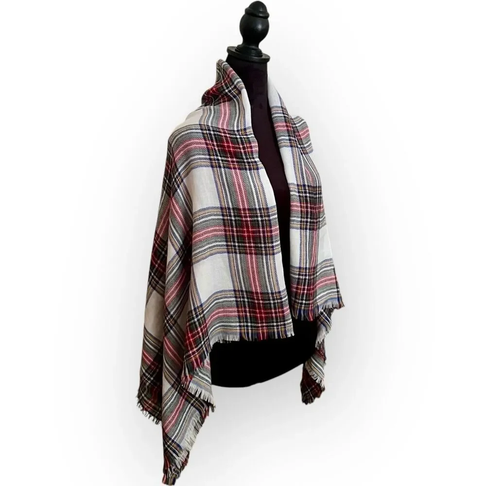 Unbranded Women's Tartan Plaid Woven Fringed Rectangle, Wrap, Shawl, Scarf